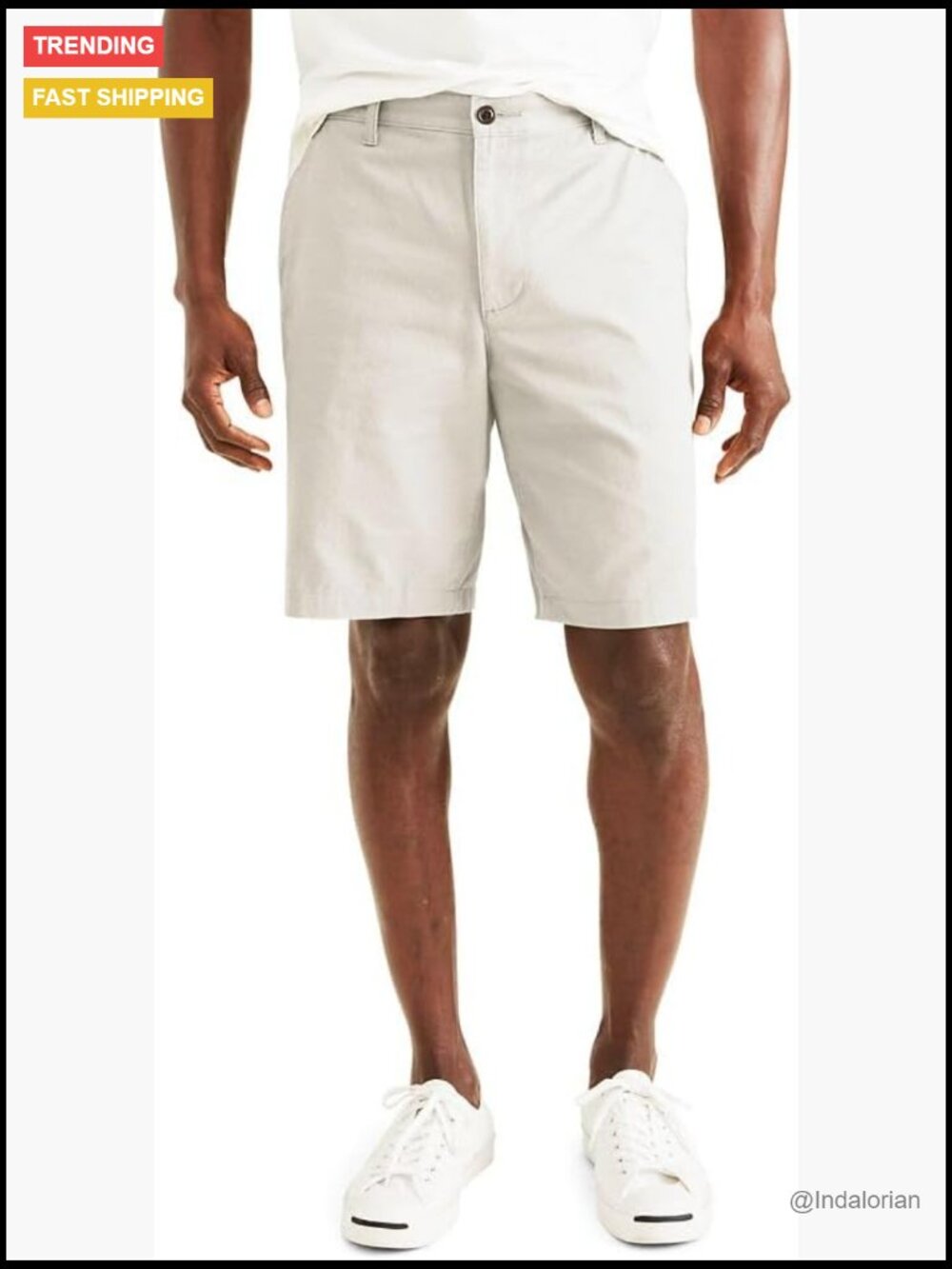Men's 8" Cotton Flat Front Shorts with Security Pocket
